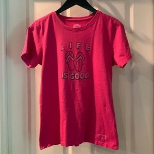 Life is good in your new t-shirt! Hot pink t-shirt size small